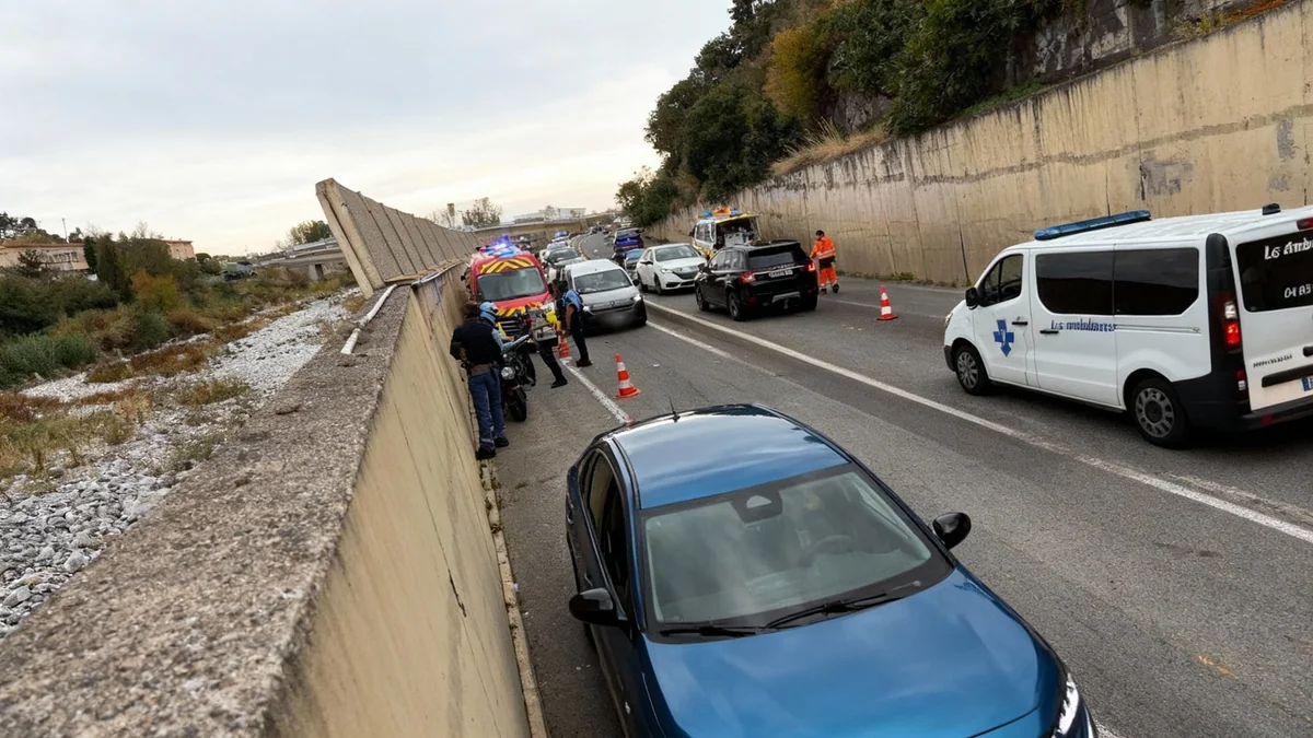 Accident sur la pénétrante du Paillon : un motard blessé